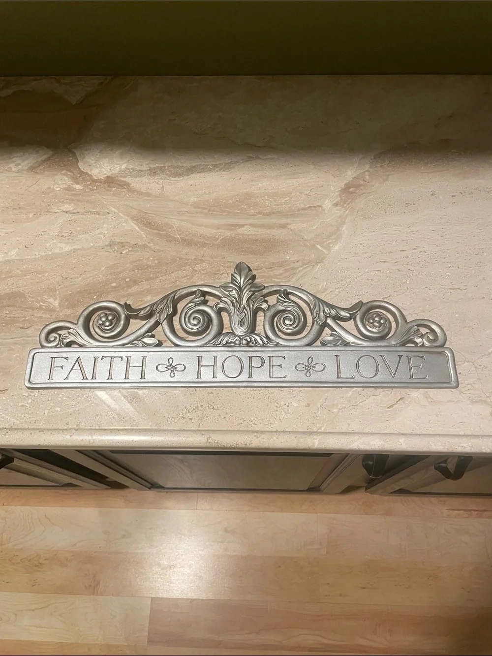 Faith Hope Love Decorative Wall Plaque in Silver